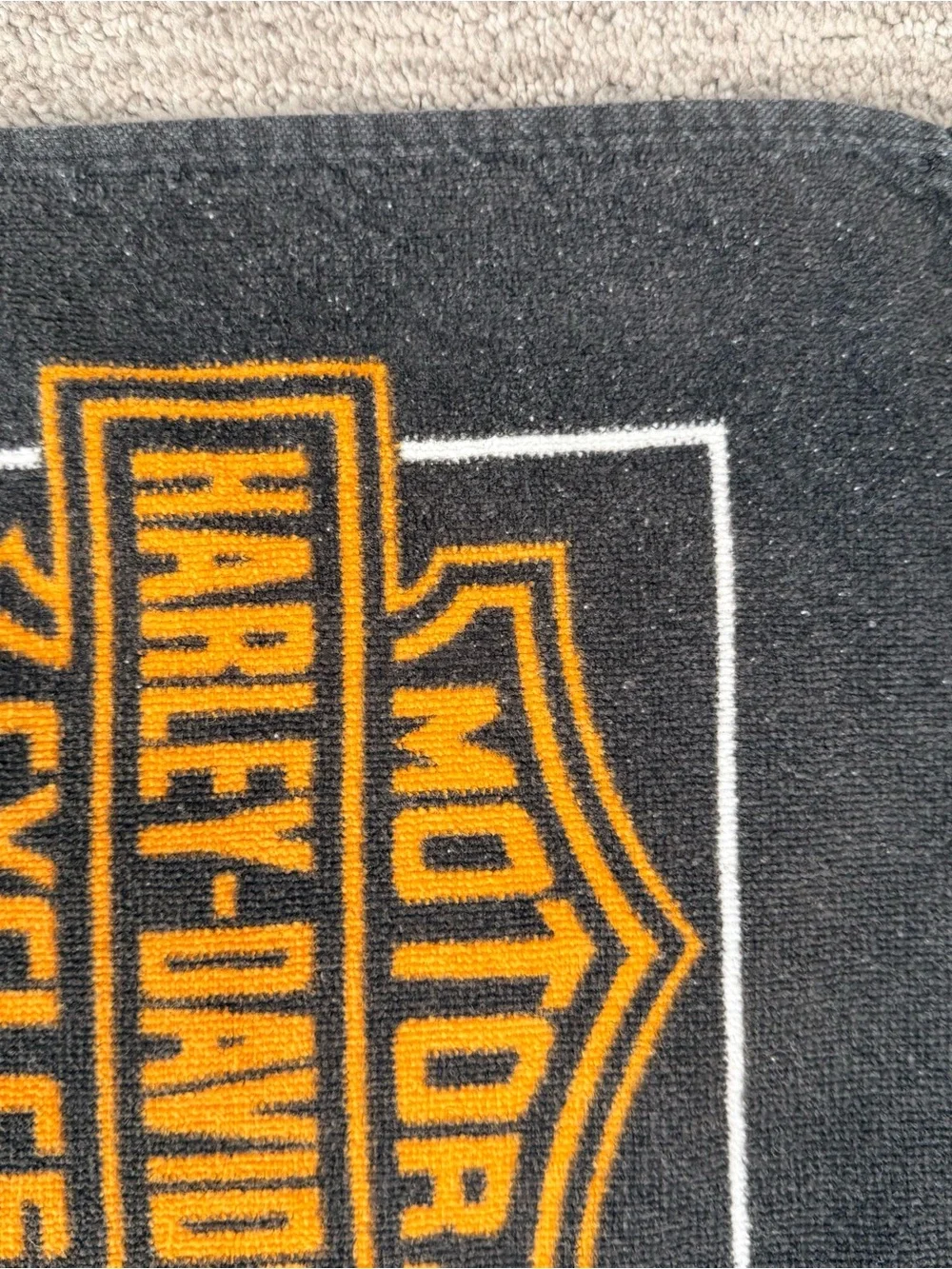 VTG Harley-Davidson 'Made in America' Graphic Beach Towel - Black & Orange